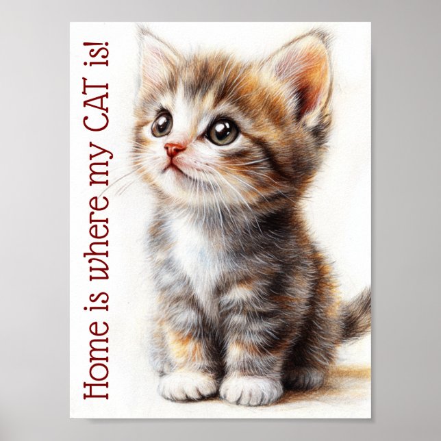 Söt anpassad kattunge väggdekoration, Kitty katt Poster (Framsidan)