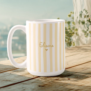 Söt anpassad namn gul ränder flickaktig kaffemugg