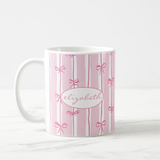 Söt anpassad namnband stripe kaffemugg (Vänster)
