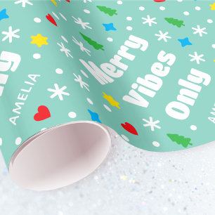 Söt anpassad namnhögtid Retro grön jul Presentpapper