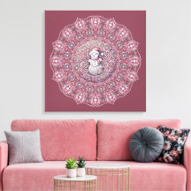 Söt Anpassad Nyckfull Rosa Snöman Prick Mandala