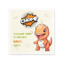 Söt anpassad orange dinosaurie-festservett