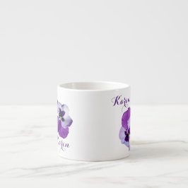 Söt anpassade namn Karen lila pansy Espressomugg