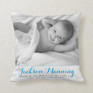 Söt Anpassningsbar Baby Photo Birth Stats Nursery Kudde