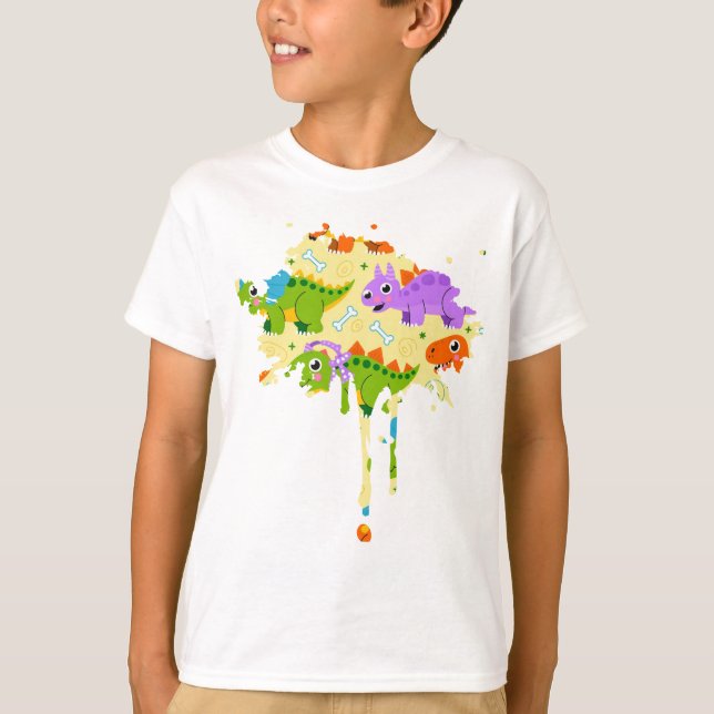Söt Anpassningsbar Dinosaurusutskrift T Shirt (Framsida)