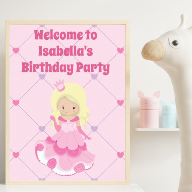 Söt Anpassningsbar Princess Rosa Flick kalas Poster (Skapare uppladdad)