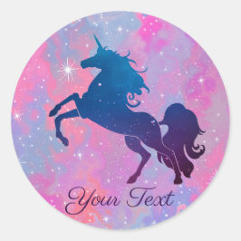 Söt Anpassningsbar Rosa/Lila Galaxy Unicorn Runt Klistermärke