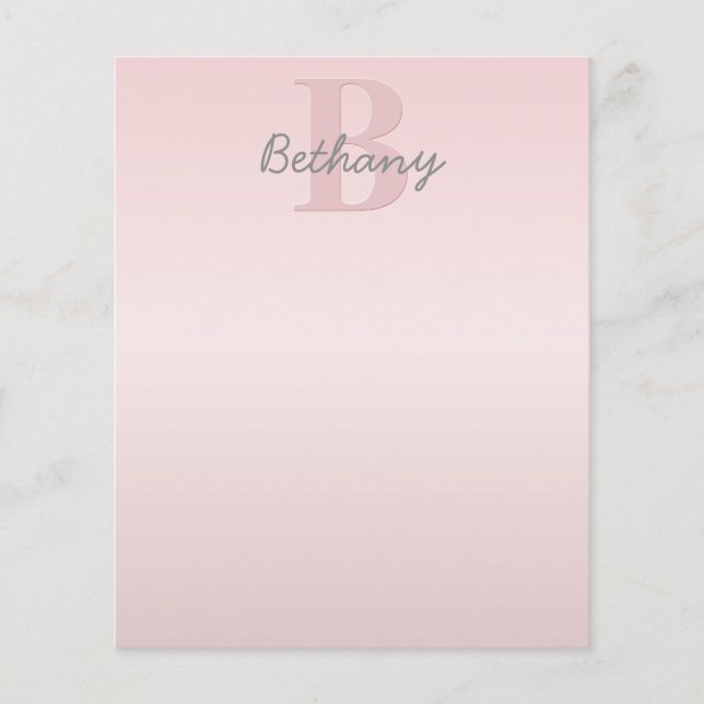 Söt anpassningsbar rosa monogram & Ditt namn manus (Framsida)