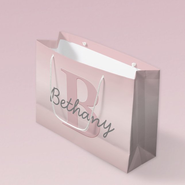 Söt anpassningsbar rosa monogram & Ditt namn manus (Skapare uppladdad)