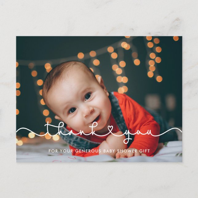Söt anslutande hjärtfont Baby shower tack Vykort (Framsida)