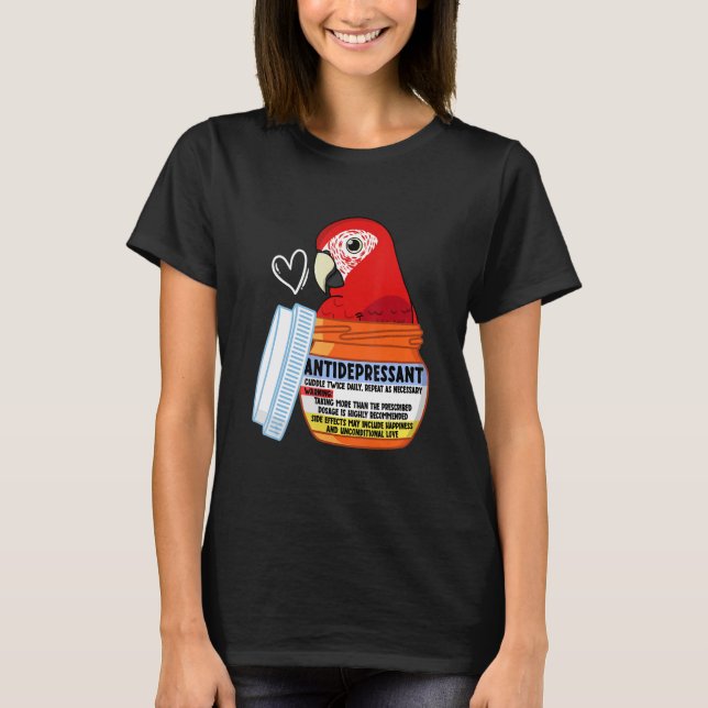 Söt antidepressiv parakit I scharlakansaraa T Shirt (Framsida)