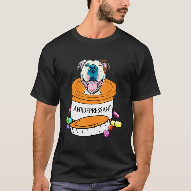 Söt antidepressiv pitbull hund t shirt (Framsida)