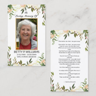 Söt Antique White Blommigt Prayer Card Guld Ram Visitkort