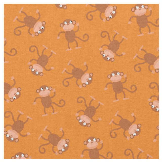 Söt apa barn babykammare orange tyg (Närbild)