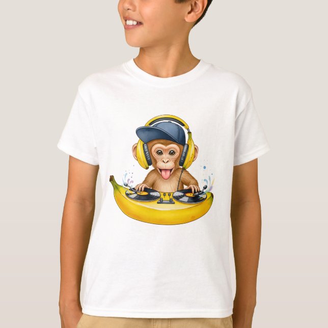 Söt apa DJ-illustration T Shirt (Framsida)