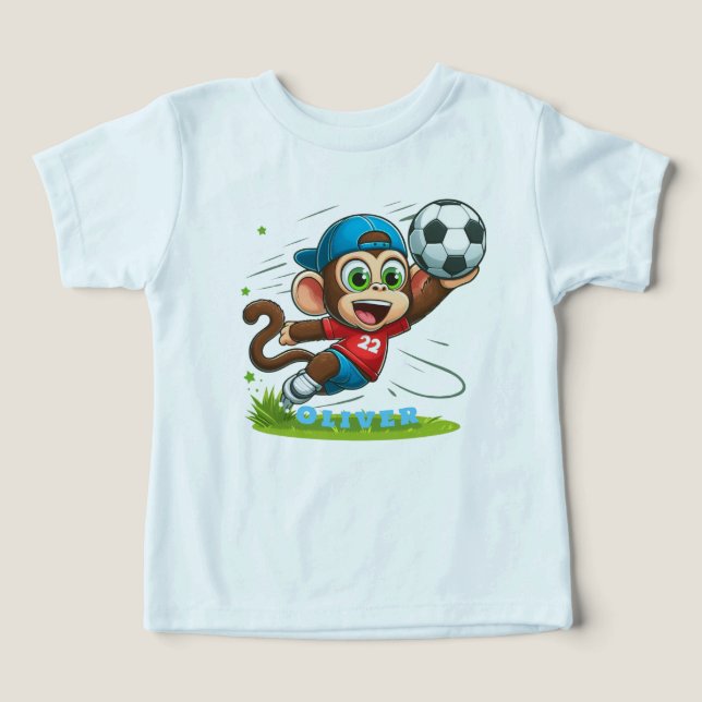 Söt apa fotbollsspelare t shirt (Design Framsida)