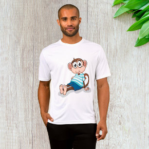 Söt apa i blå randig skjorta och shorts t shirt
