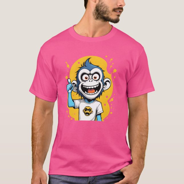 söt apa illustration djur seriefigur  t shirt (Framsida)