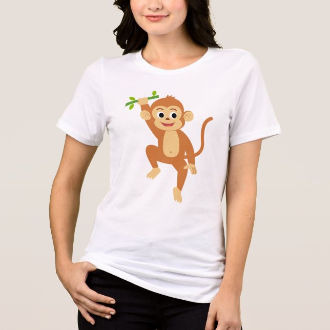 Söt apa med bambu  t shirt (Framsida)