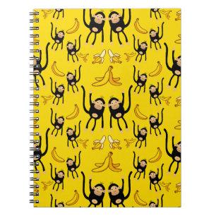 Söt apa och banantryck anteckningsbok