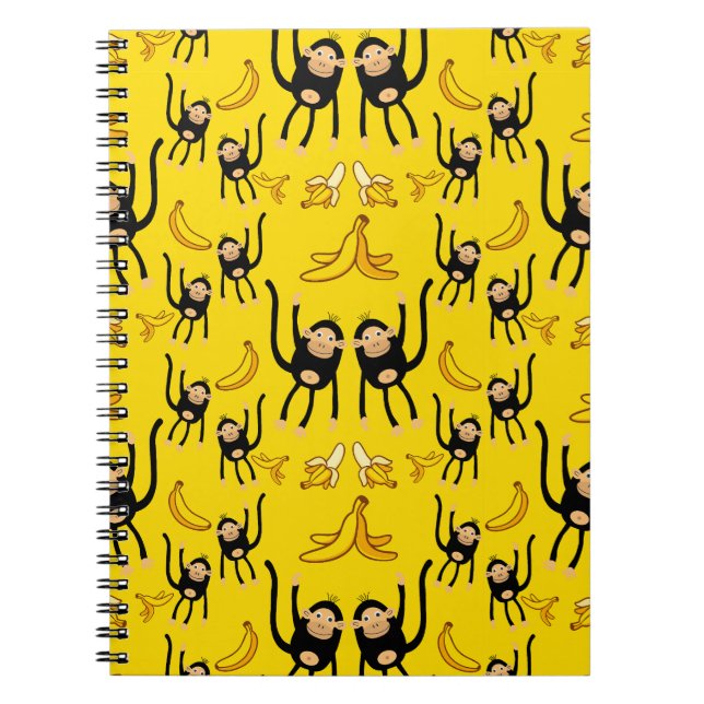 Söt apa och banantryck anteckningsbok (Framsidan)