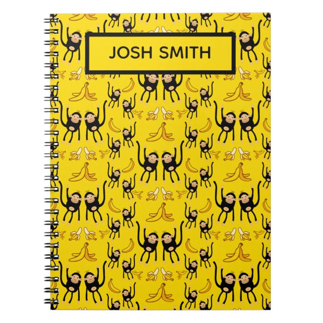 Söt apa och banantryck anteckningsbok (Framsidan)