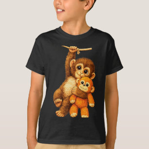 Söt apa slag stoppad kompis plysch kramar t shirt