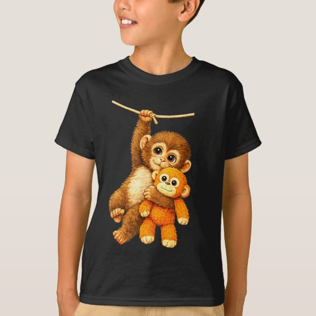 Söt apa slår baby  t shirt (Framsida)