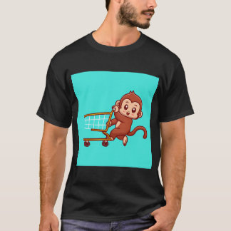 Söt apa som spelar vagn tecknad vektorikon t shirt
