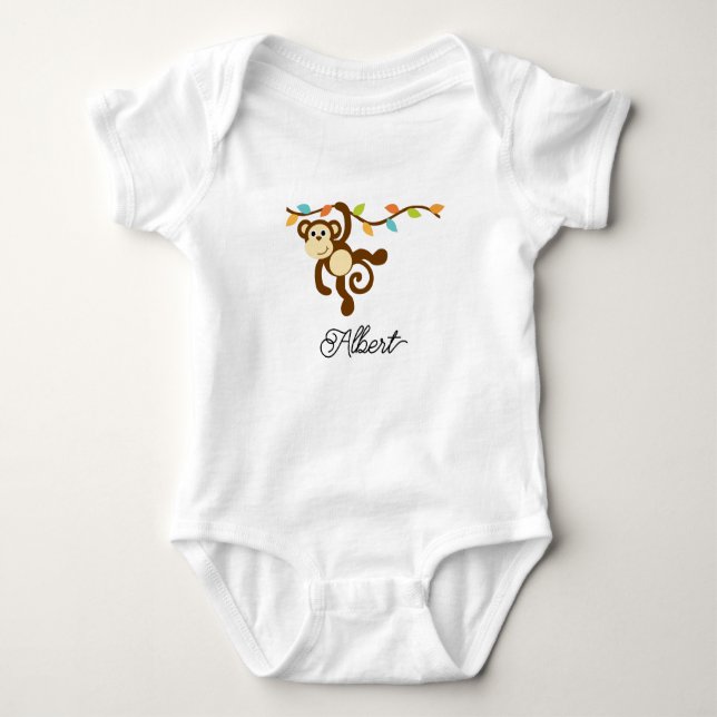 Söt apa som svingar på lian t shirt (Framsida)
