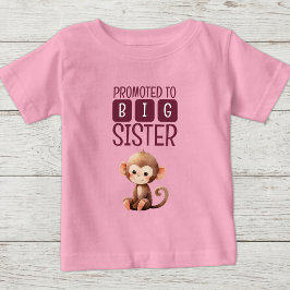 Söt apa stor syster rosa t shirt