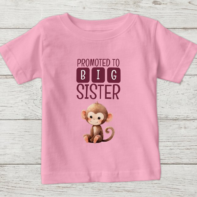 Söt apa stor syster rosa t shirt (Skapare uppladdad)