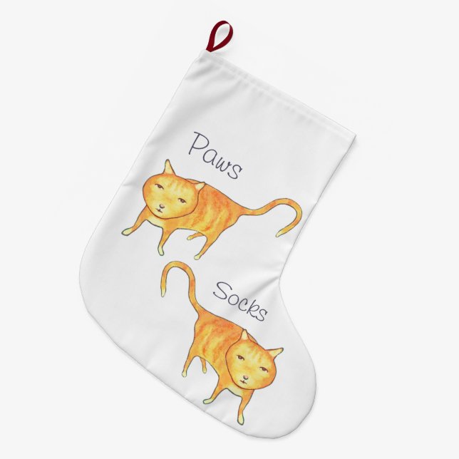 Söt Apatisk Orange Katt Stor Julstrumpa (Framsidan (Hängande))