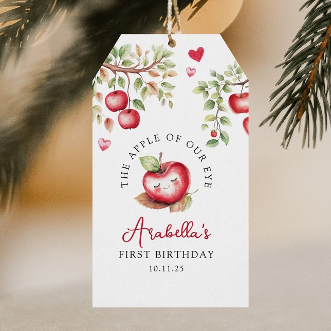 Söt äpple från vår Öga-födelsedag Presentetikett (Skapare uppladdad)