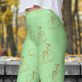 Söt Apple Grönt Mountain Biking Mönster Leggings