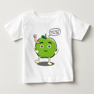 Söt äpple med söt mask t-shirt