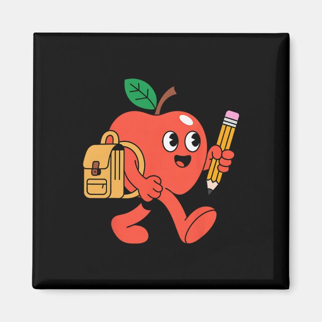 Söt äpple som går tillbaka till skolan  magnet (Framsidan)