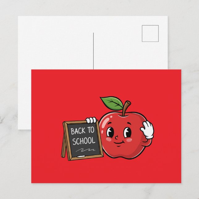 Söt äpple tillbaka till skolan vykort (Fram/baksida)