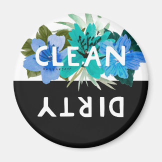 Söt Aqua Blommigt CLEAN DIRTY Dishwasher Magnet