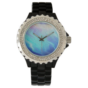 Söt Aqua Blue Lila Pastel Mosaic Tiles Armbandsur
