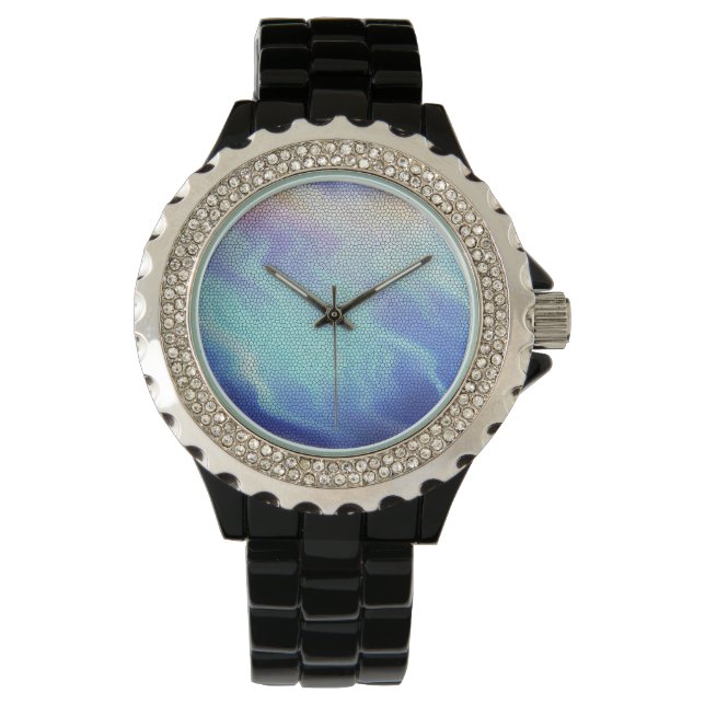Söt Aqua Blue Lila Pastel Mosaic Tiles Armbandsur (Framsida)