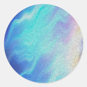 Söt Aqua Blue Lila Pastel Mosaic Tiles Runt Klistermärke