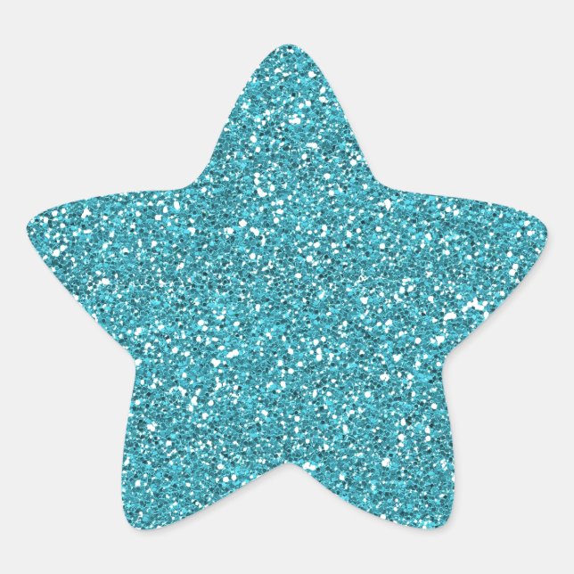 Söt Aqua Blue Sparkly Glitter Stjärnformat Klistermärke (Framsida)