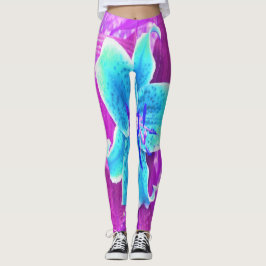 Söt Aqua Blue Stargazer Lily på Lila Leggings