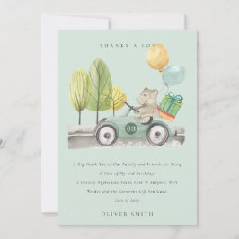 Söt Aqua Grön Teddybil För Alla Åldrar Födelsedags Tack Kort