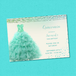 Söt Aqua Grönt Gown under Ljus Quinceanera Inbjudningar