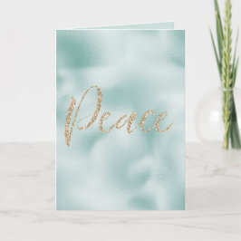 Söt Aqua Mint Glitzy Glitter Rand Guld Peace Kort