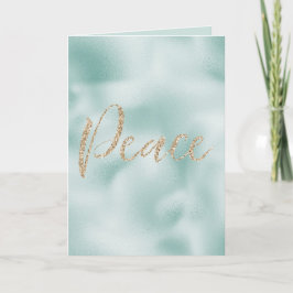 Söt Aqua Mint Glitzy Glitter Rand Guld Peace Kort