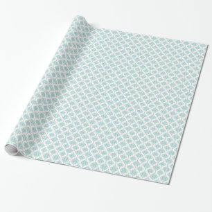 Söt Aqua och Vit Vintage Damask-mönster Presentpapper
