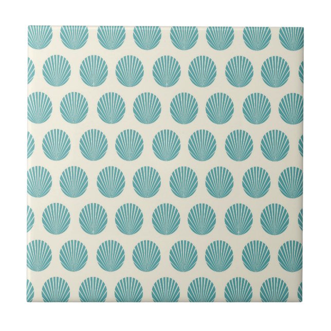 Söt Aqua Teal Blue Snäcka Beach Mönster-gåvor Kakelplatta (Framsidan)